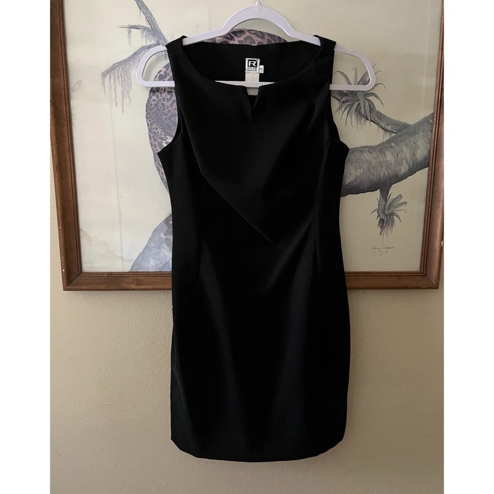 Vintage 90s Rampage Wear Preppy Classy Black Dress Small med 6/7 Stretch Split V
